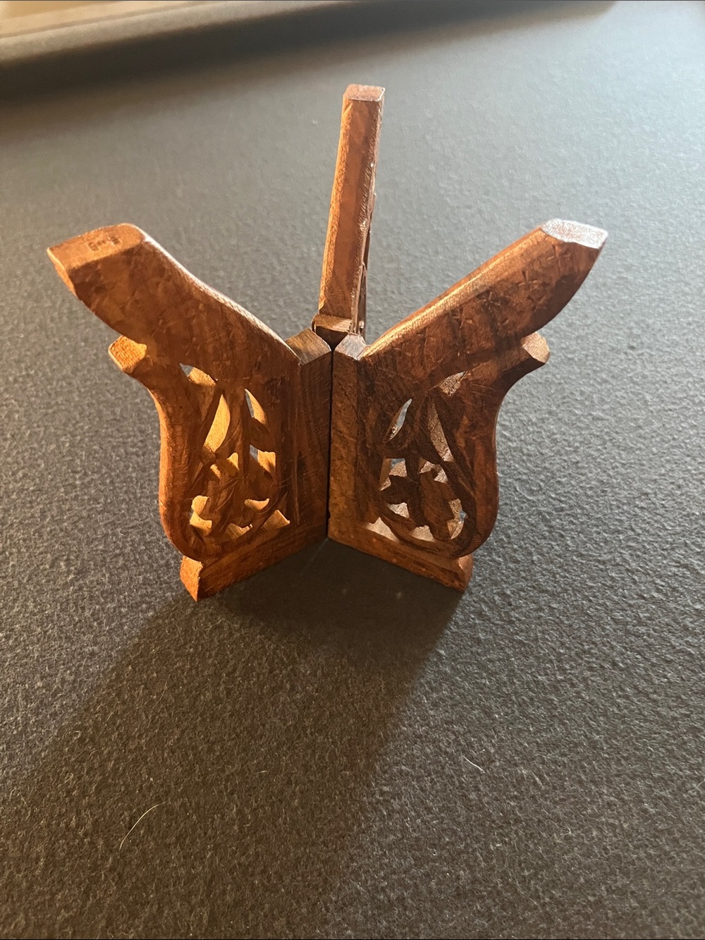 Hand-Carved Wooden Floral Display Stand - Brown